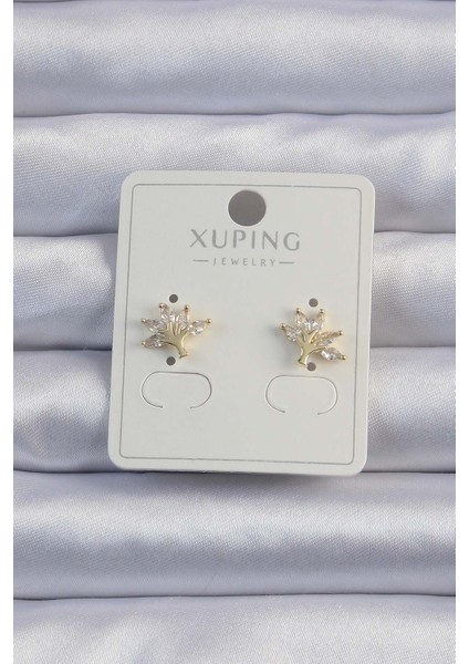 Xuping Gold Renk Zirkon Taşlı Ağaç Küpe