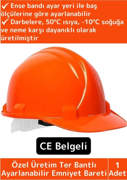 Özel Uzun Ömürlü Ce Belgeli Ter Bantlı Ayarlanabilir İnşaat İş Güvenliği Emniyet Bareti Turuncu