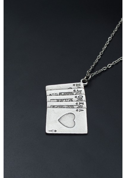 poker- İskambil Gümüş Kaplama Unisex Düz Zincir Kolye kod 777 modelleri