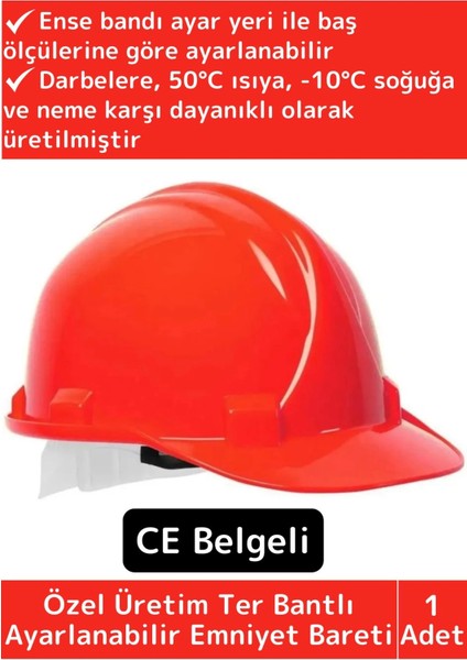 Özel Uzun Ömürlü Ce Belgeli Ter Bantlı Ayarlanabilir İnşaat İş Güvenliği Emniyet Bareti Kırmızı