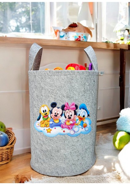 Trend Sizde Unisex Mickey Ailesi Bebek Çocuk Odası Düzenleyici Saklama Kutusu Oyuncak Kirli Sepeti 50X40 cm