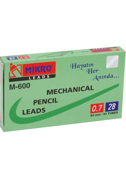 M-600 60 mm 0.7 mm Kurşun Kalem Ucu 48 Adet Yeşil Renkli Kalem Uçları