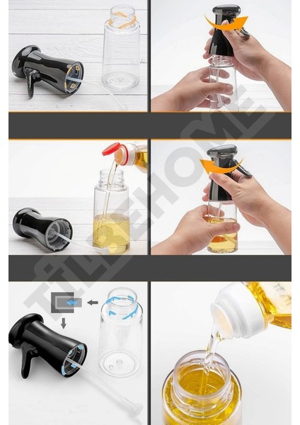 Büyük Sprey Yağdanlık, Airfryer Püskürtmeli Sprey Cam Şişe Ayçiçek Zeytinyağı Sirkelik 200 ml