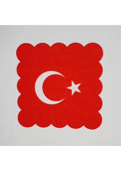 Türk Bayrağı Dijital Baskılı Lazer Kesim Kokteyl Peçetesi