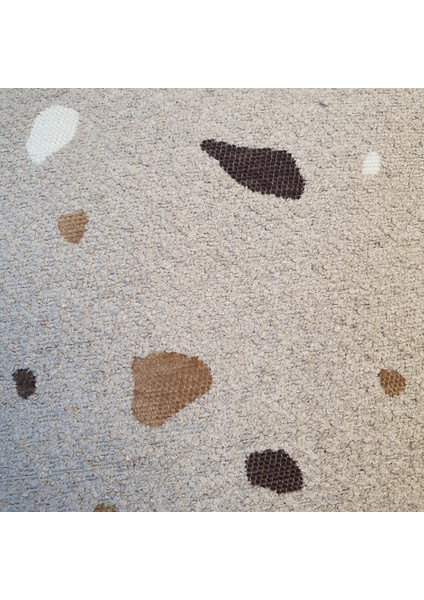 Terrazzo Desenli Lüks Bukle Kırlent Kılıfı Kahverengi