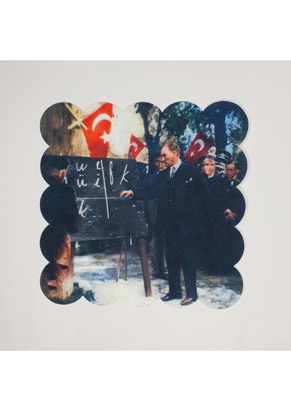 Baş Öğretmen Atatürk Desenli Dijital Baskılı Lazer Kesim Kokteyl Peçetesi