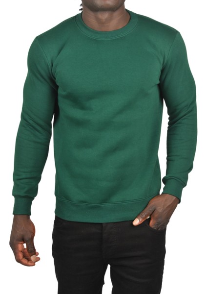 Sıfır Yaka Üç Iplik Kalın Unisex Pamuklu Basic Sweatshirt 2501560