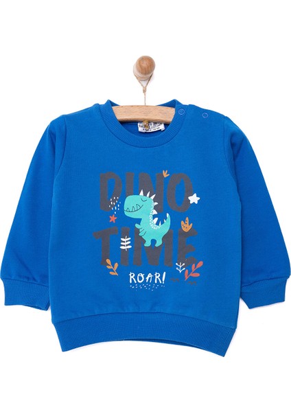 HelloBaby Basic Erkek Az Şardonlu Dino Baskılı Sweatshirt Erkek Bebek