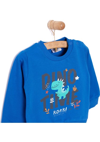 HelloBaby Basic Erkek Az Şardonlu Dino Baskılı Sweatshirt Erkek Bebek modelleri