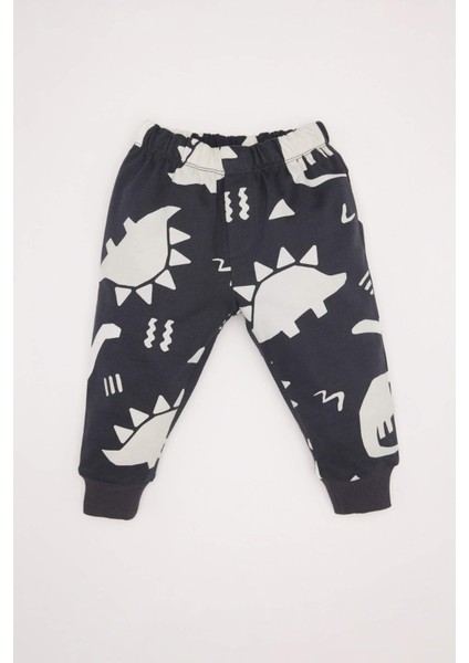 Erkek Bebek 2'li Takım Dinozor Baskılı Sweatshirt Beli Lastikli Eşofman Altı E0674A524WN fiyatları