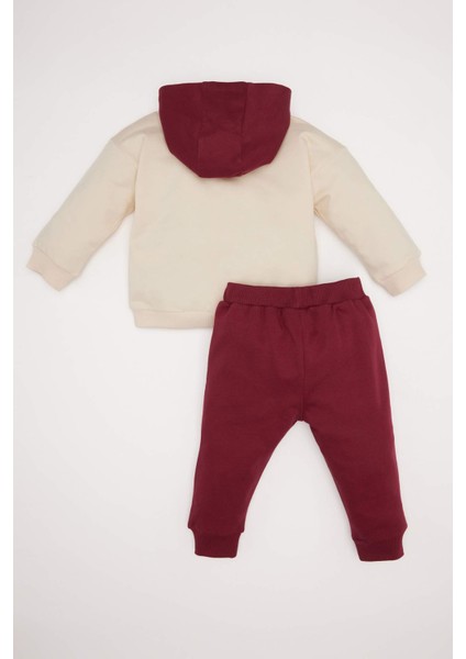 Erkek Bebek 2'li Takım Kapüşonlu Baskılı Sweatshirt Beli Lastikli Eşofman Altı D7692A524WN fırsatları