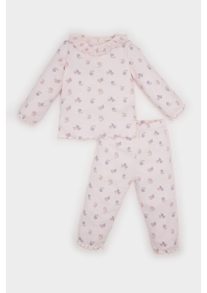 Kız Bebek Pijama Takımı Meyve Desenli Uzun Kollu Üst Uzun Alt D8651A524WN