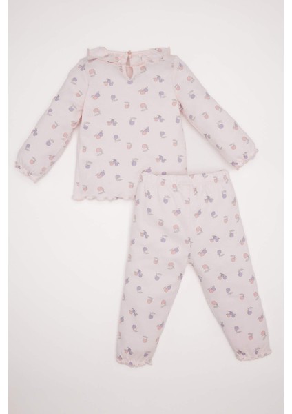 Kız Bebek Pijama Takımı Meyve Desenli Uzun Kollu Üst Uzun Alt D8651A524WN