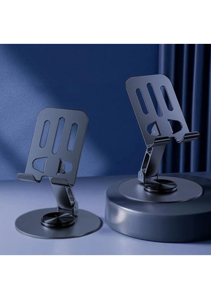 Profesyonel Tok Aliminyum Stand Business Model A Sınıfı Malzeme Döner Akıllı Telefon Standı Masaüstü Stand Katlanabilir Cep Telefonu Telefon Tutucu (P05BB - Titanium)