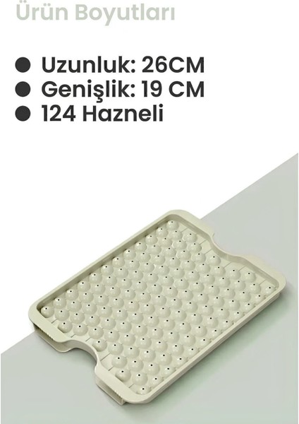 Pumo Vanilya 124 Bölmeli Kapaklı Küre Buz Kalıbı Dondurma Kalıbı Buz Saklama Kabı Sunumluk