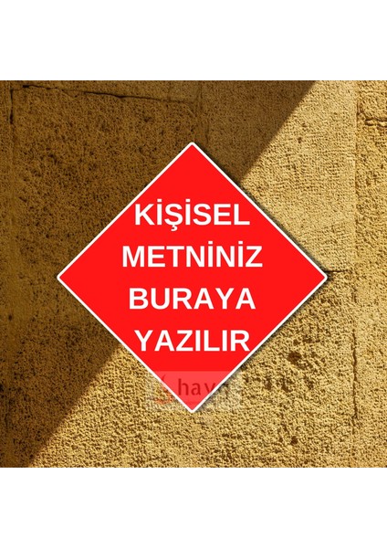 Karo Şekilli Kişiselleştirilebilir Dekoratif Duvar Levhası - Alüminyum Uyarı Tabelası - Kırmızı