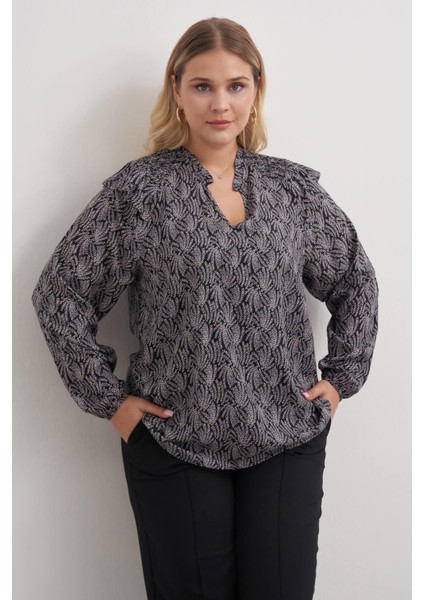 Gipe Detaylı Desenli Bluz modelleri