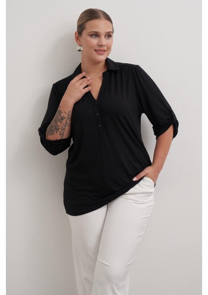Kıvrık Kollu Örme Bluz