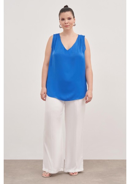 Saten Pile Detay Bluz fiyatları
