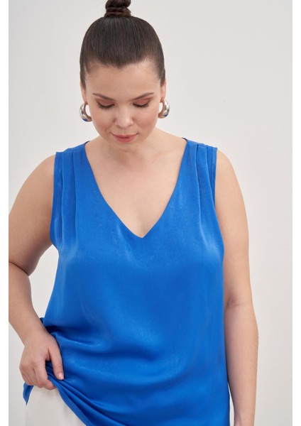 Saten Pile Detay Bluz modelleri