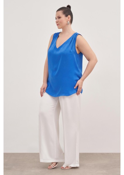 Saten Pile Detay Bluz fırsatları