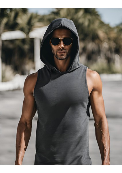 Kapüşonlu Kolsuz Sporcu T-Shirt Fitness Atleti Unisex %100 Pamuk fiyatları