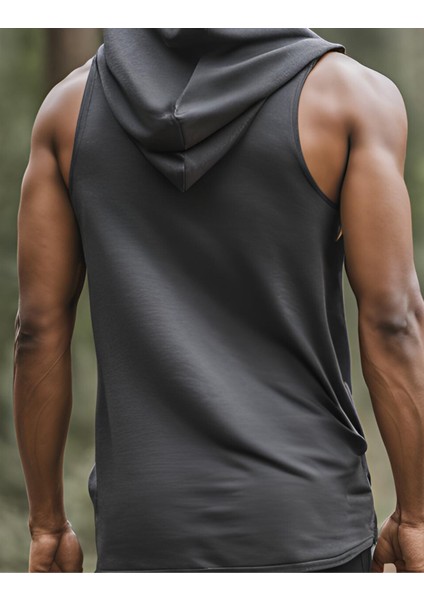 Kapüşonlu Kolsuz Sporcu T-Shirt Fitness Atleti Unisex %100 Pamuk modelleri