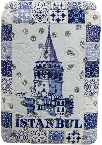Galata Gift Şık Desenli, Taşlı, Çift Taraflı, Dikdörtgen, 8,5*6cm Boyutlu, Cep, Çanta, Makyaj Aynası