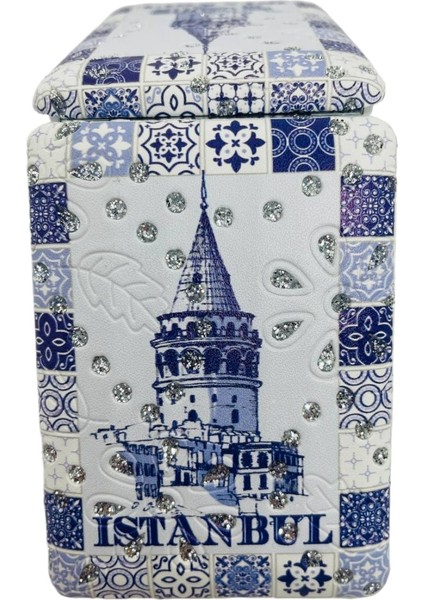 Galata Gift Şık Desenli, Taşlı, Çift Taraflı, Dikdörtgen, 8,5*6cm Boyutlu, Cep, Çanta, Makyaj Aynası