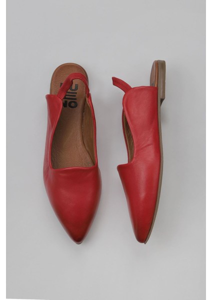 Kırmızı Deri Kadın Düz Sandalet 01Wy1802 01Wy1802