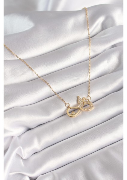 Gold Renk Zirkon Zincir Taşı Sonsuzluk Kelebek Model Kadın Kolye - EBJ241026W28729 fiyatları