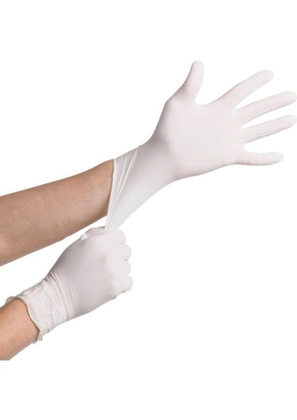 Tek Kullanımlık Lateks Beyaz Pudralı Muayene Eldiveni - Medium - Orta Boy - 10'lu 5 Paket modelleri