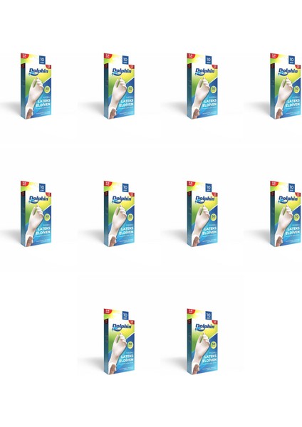 Tek Kullanımlık Lateks Beyaz Pudralı Muayene Eldiveni - Medium - Orta Boy - 10'lu 10 Paket