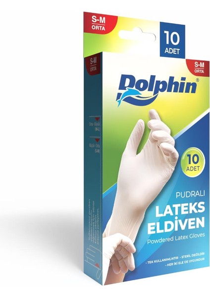 Tek Kullanımlık Lateks Beyaz Pudralı Muayene Eldiveni - Medium - Orta Boy - 10'lu 10 Paket fiyatları