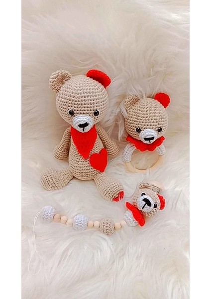 Oyuncak Park Sevimli Ayıcık Yeni Doğan Seti Amigurumi Organik Oyuncak