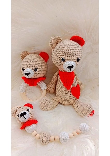 Oyuncak Park Sevimli Ayıcık Yeni Doğan Seti Amigurumi Organik Oyuncak