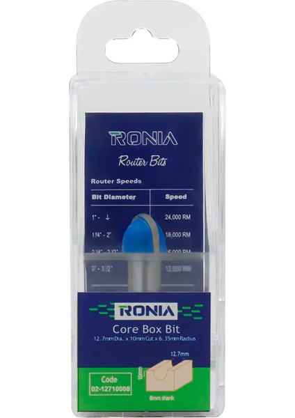 Ahşap FrezeBıçağı 02-12710008 Yuvarlak U Derz Kanal Açma Freze Ucu Sap 8 mm fırsatları