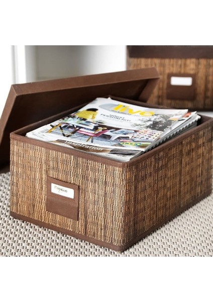 Motorp 55X35X27CM Doğal Bambu Palmiye Yaprağı Kapaklı Eşya Saklama Kutusu Sepeti Kutu Sepet fiyatları
