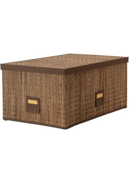 Motorp 55X35X27CM Doğal Bambu Palmiye Yaprağı Kapaklı Eşya Saklama Kutusu Sepeti Kutu Sepet indirimleri