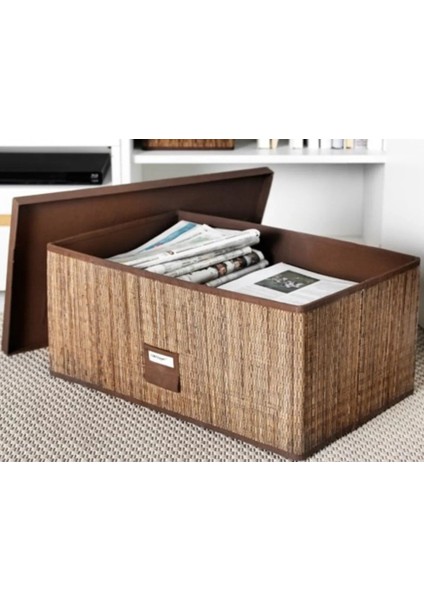 Motorp 35X28X18CM Doğal Bambu Palmiye Yaprağı Kapaklı Eşya Saklama Kutusu Sepeti Kutu Sepet modelleri