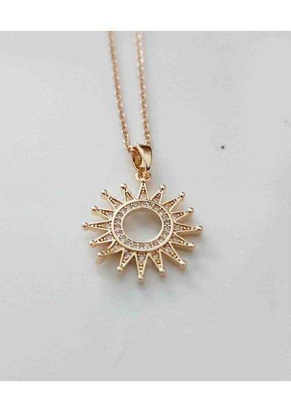 Güneş Zirkon Taşlı Gold Çelik Kolye fiyatları