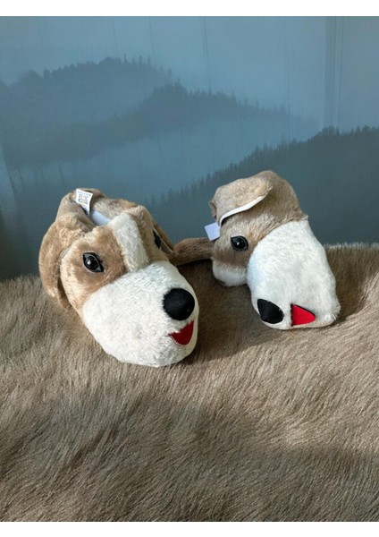 Köpek Figürlü Peluş Panduf Ev Pandufu Ev Botu unısex