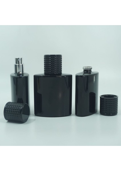 Parfüm Şişesi 100 ml (2 Adet ) Özel Siyah Elips Kolay Kapama Boş Şişe