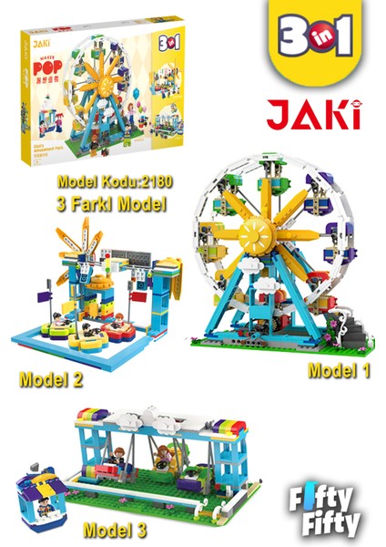 Jaki Maker Pop 3 In 1 Lunapark -3 Farklı Model Içerir- (1107 Parça) Oyuncak Yapım Seti