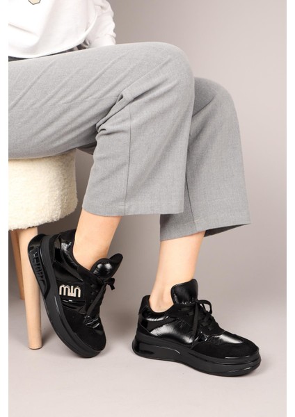 VİGDİS Süet Garnili Kadın Spor Ayakkabı SİYAH