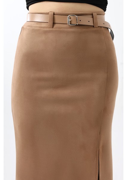Süet Etek Maxi Boy 92 cm Ön Yırtmaçlı /front Slit Maxı Long Suede Skırt indirimleri