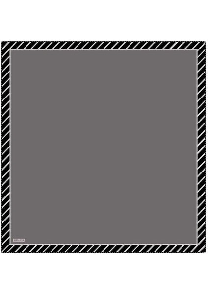 Antrasit Çizgi Desen Twill Ipek Eşarp