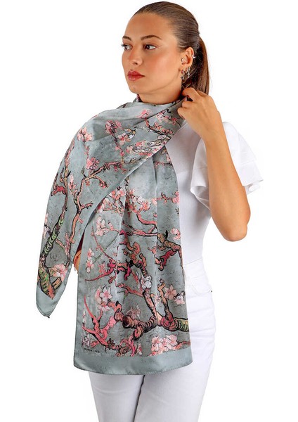 Gri Badem Çiçeği Ipeksi Fular fiyatları