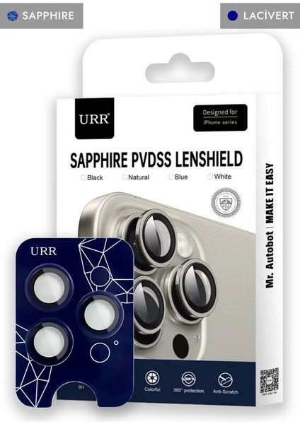 Apple iPhone 15 Pro Sapphire Pvdss Kamera Lens Koruyucu - Lacivert