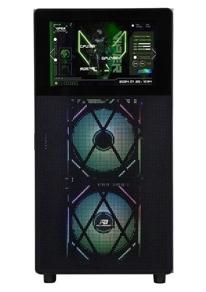 PB-P4367BB 3-Rgb Fanlı LCD Ekranlı Gamıng Mıd-Tower Pc Kasası